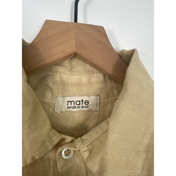 Italian 100% Linen MATE Oversized Button-Up Shirt - Butter Yellow, Small - Picture 2 of 7